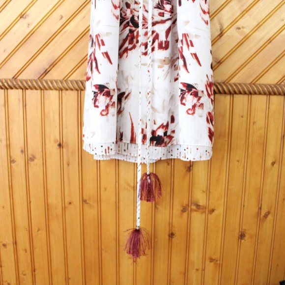 White House Black Market Cold Shoulder Dress Size 6 Taupe Red Short Sleeve D74 - Picture 8 of 10